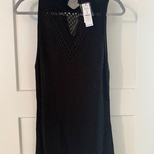 White House Black Market Black Textured Tank Top